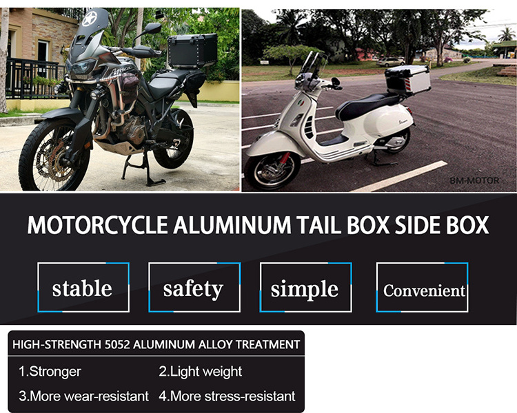 Motorcycle Tail Box 35L 45L 55L 65L delivery box motorcycle top case motorcycle aluminum box