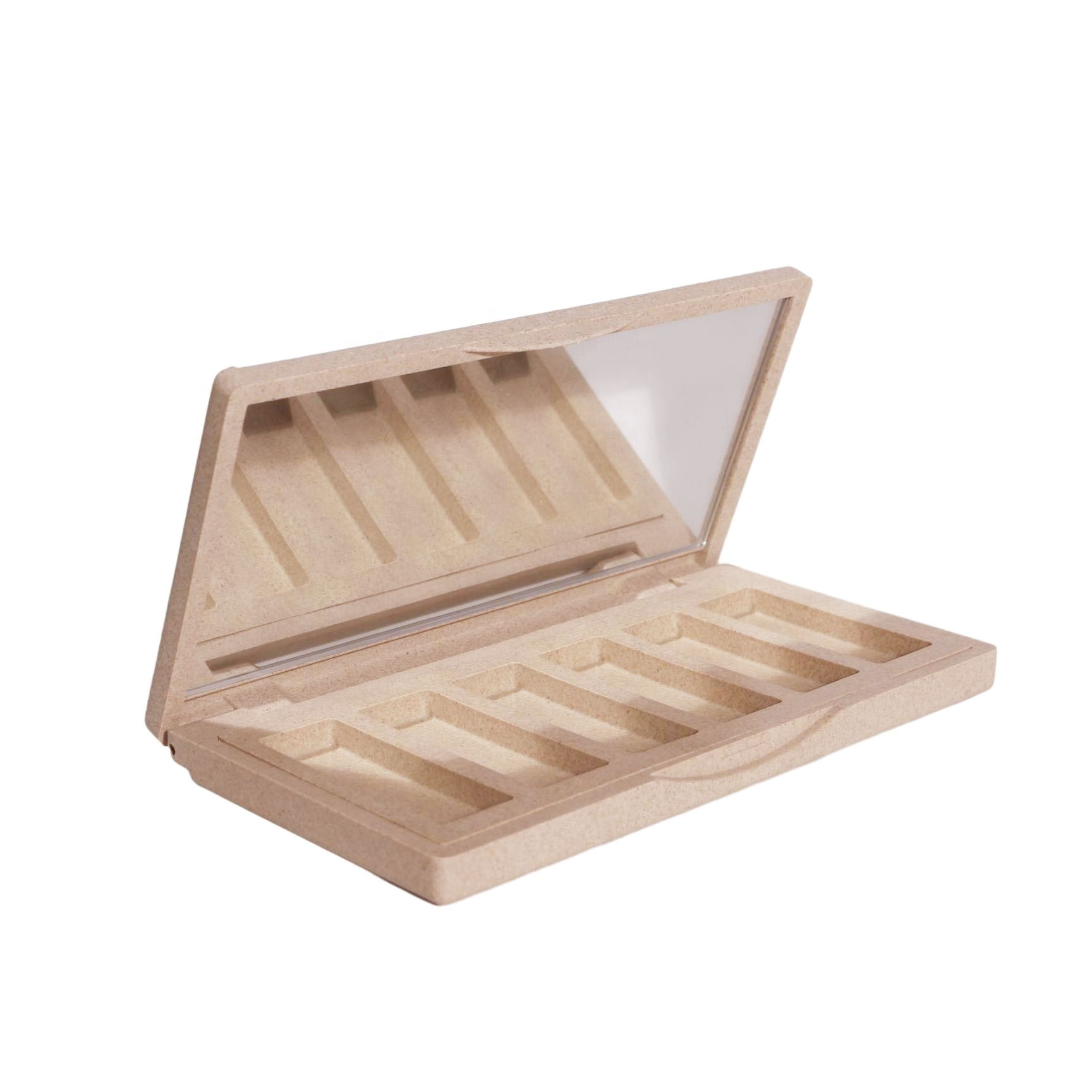 Biodegradable wheat straw makeup compact powder eyeshadow palette cosmetic container packaging