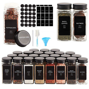 4 oz spices square glass jars 12pcs/boxes 24pcs/boxes clear seasoning shaker bottle set