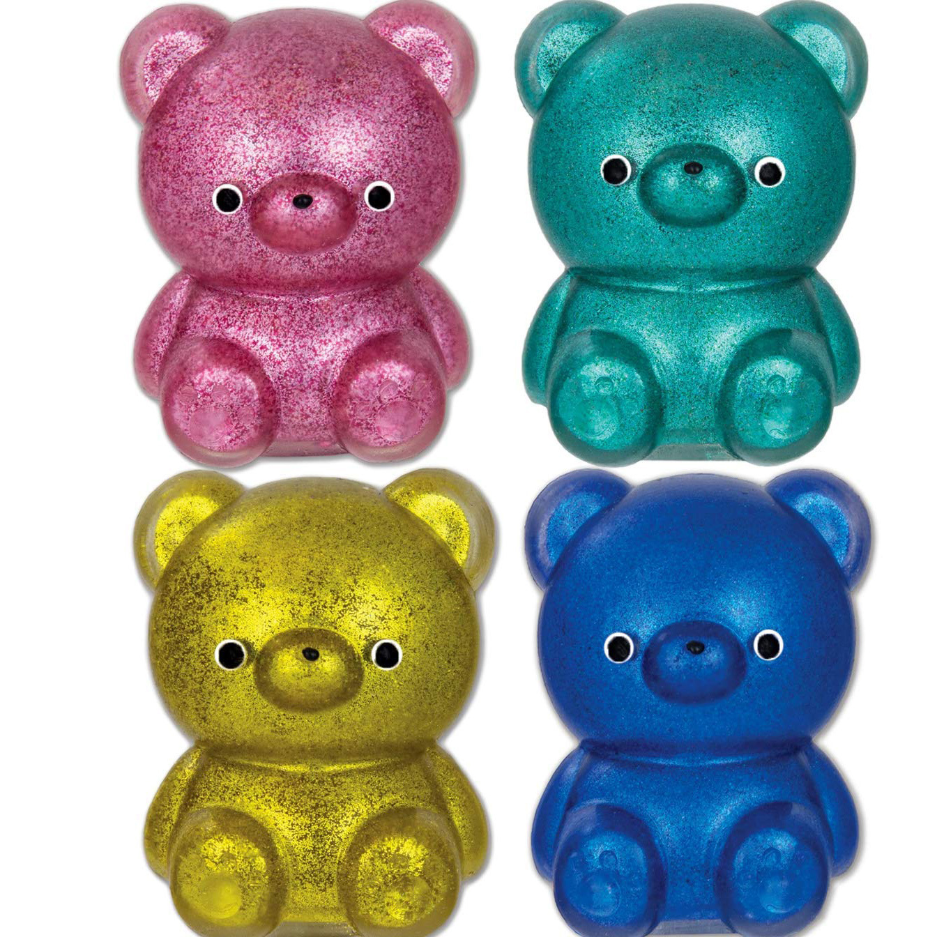 Stretchy Gummy Bear Toy Glitter Sparkly Squeeze Squishy Bear Stress Relief Sensory Toy Squishy Fidget Toy Ball