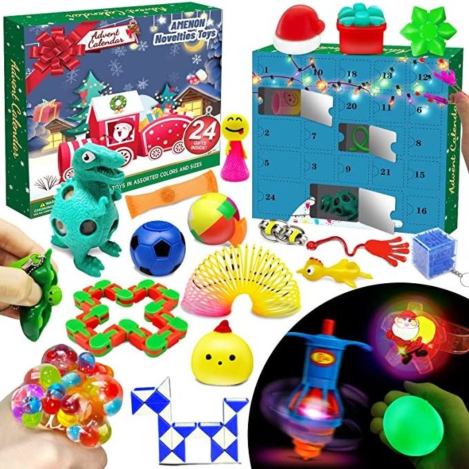 Christmas Fidget Advent Calendar 2021 for Kids 24 Different Stress Relief Toys 24 Days Countdown Slime Party Favors