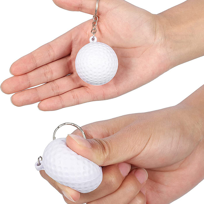 China Factory Wholesale Fidget Sensory Toy 4cm Squeeze PU Material Stress Ball Key Chain Antistress Ball Foam Ball For Kids