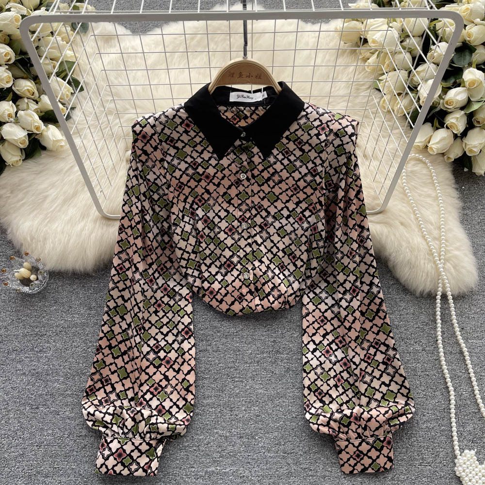 2023 Business professional women's new long sleeve shirt print design loose chiffon shirt top