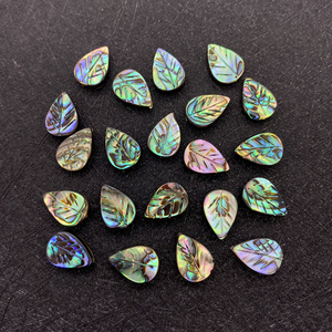 Natural Loose Stone Life Tree 8x12mm Carving Leaf Natural Abalone Shell for Jewelry Making