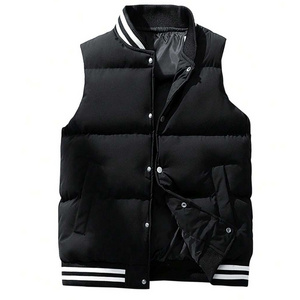 Custom patch logo funnel neck 100% polyester rib at waist waterproof down puffer vest for men