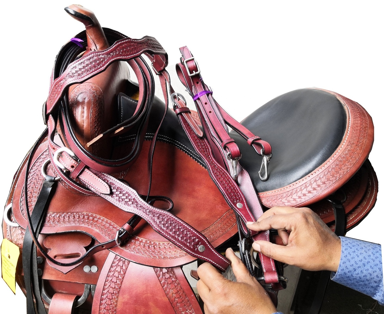 Western saddle Barrel Trail American style handcrafted horse saddle tack equestrian  set of 100% genuine harness leather