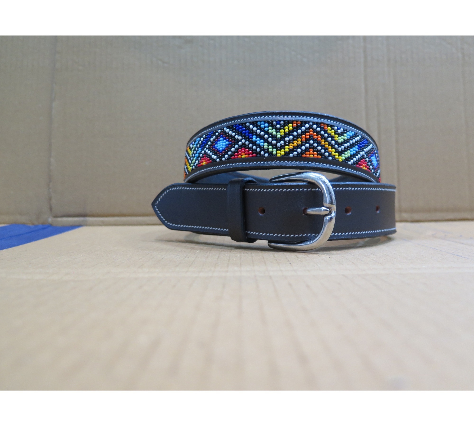 Top Seller  Full Grain Leather  Beaded Belt Design By Top Indian Manufacturer