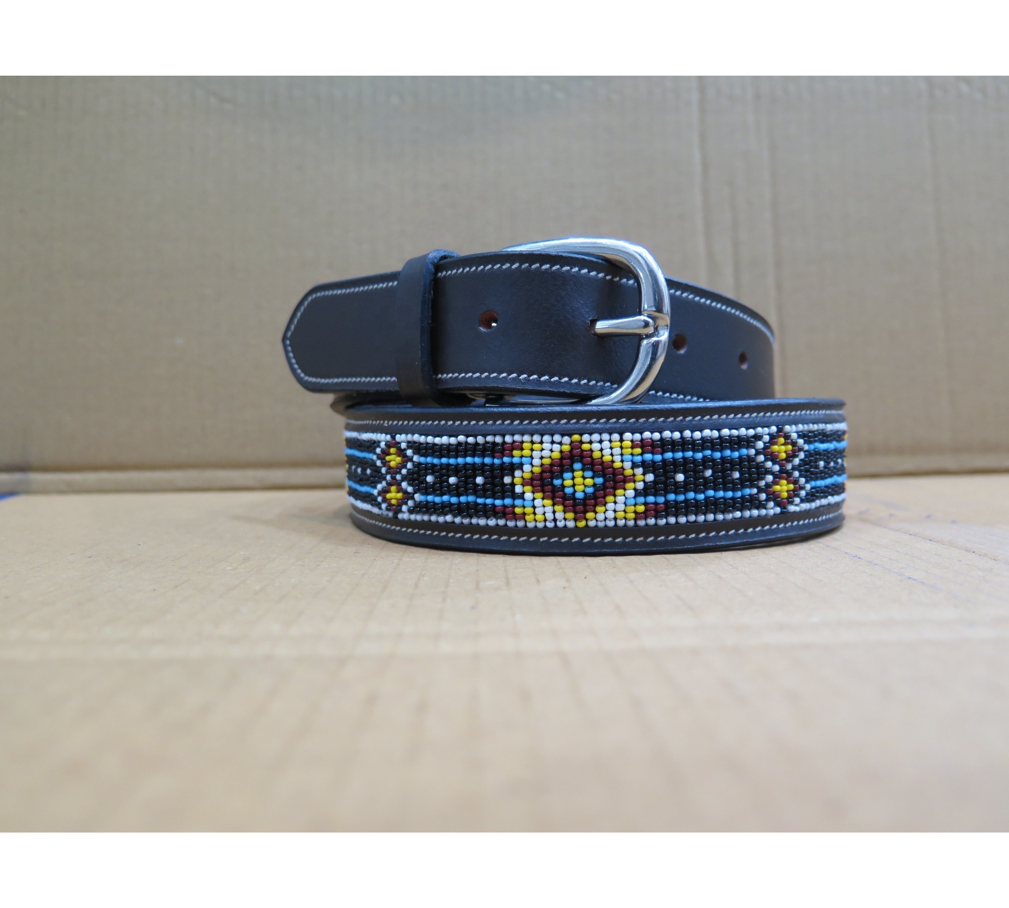 Top Seller  Full Grain Leather  Beaded Belt Design By Top Indian Manufacturer