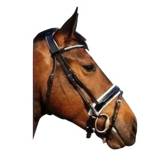 Thick Padded Pure Genuine Leather Bridle With Soft Nose Band And Crystal Brow For Horses