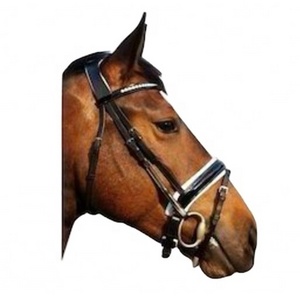 Thick Padded Pure Genuine Leather Bridle With Soft Nose Band And Crystal Brow For Horses