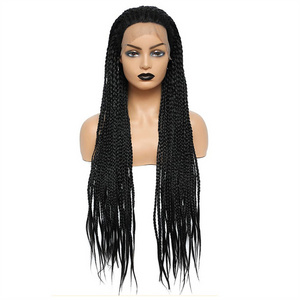 Black Braided Wig Lace Front  for Black Women Long Black African American Box Braiding Afro Braided  Wigs  Dreadlock  Wigs