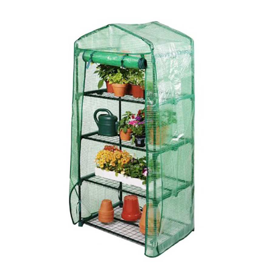 4 Tier Roll-up Zipper Door Iron Shelves Portable Outdoors Indoor Mini Greenhouse for Garden Flowers Planting