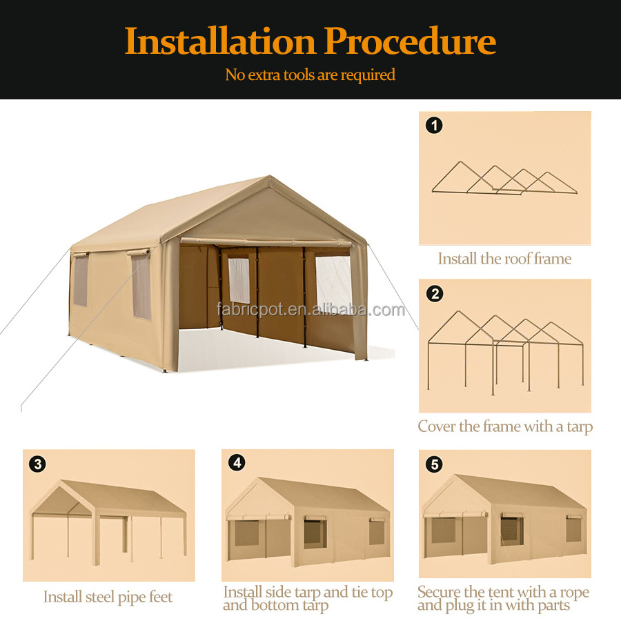 Outdoor waterproof anti-uv awning enclosed all season carport sun canopy