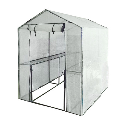 Greenhouse Mesh 3 Tiers 6 Shelves Green House Walk in Outdoor Portable Plant Garden T-Type Plant Walk in Portable Greenhouse