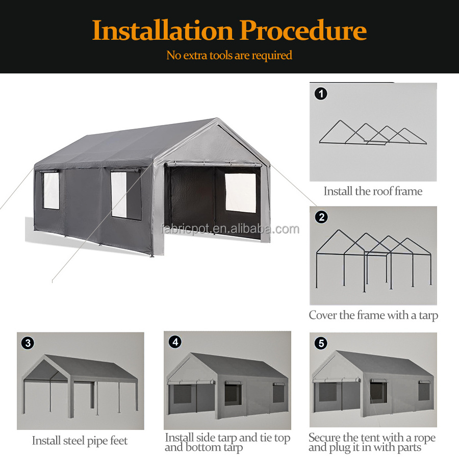 10x20' outdoor heavy duty carport canopy garage car parking plastic cover carport