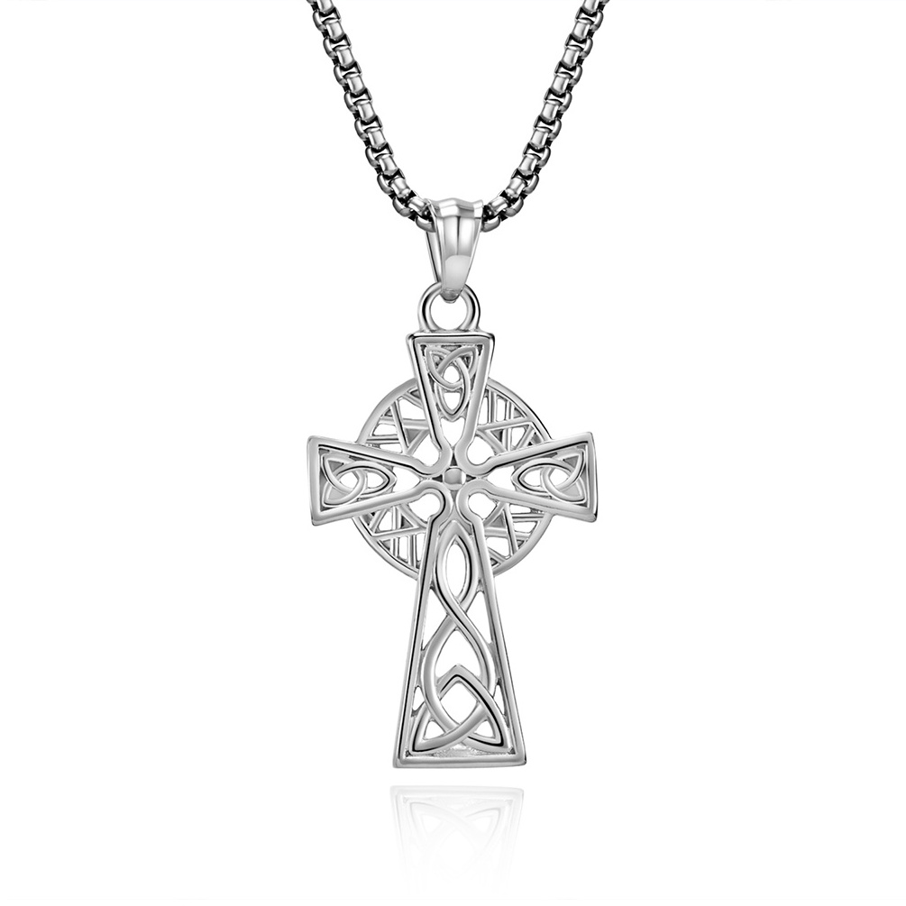 High Quality Stainless Steel Hollow Out Cross Pendant Necklace Gold Plated Celtic Necklace Pendants for Men and Women