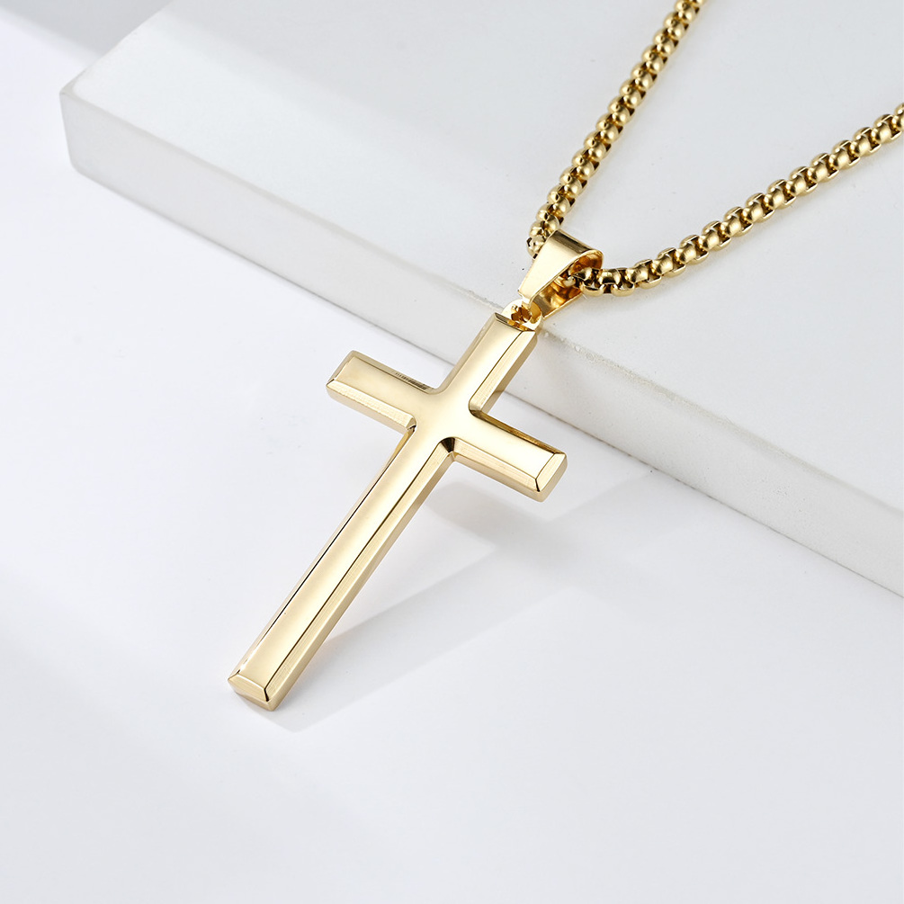 High Quality Stainless Steel Cross Pendant Necklace Religious Simple Solid Color Prayer Cross Pendant for Men and Women