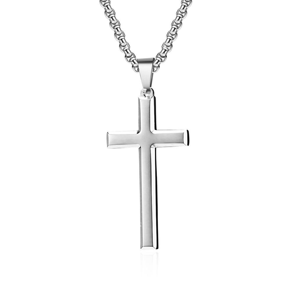 High Quality Stainless Steel Cross Pendant Necklace Religious Simple Solid Color Prayer Cross Pendant for Men and Women