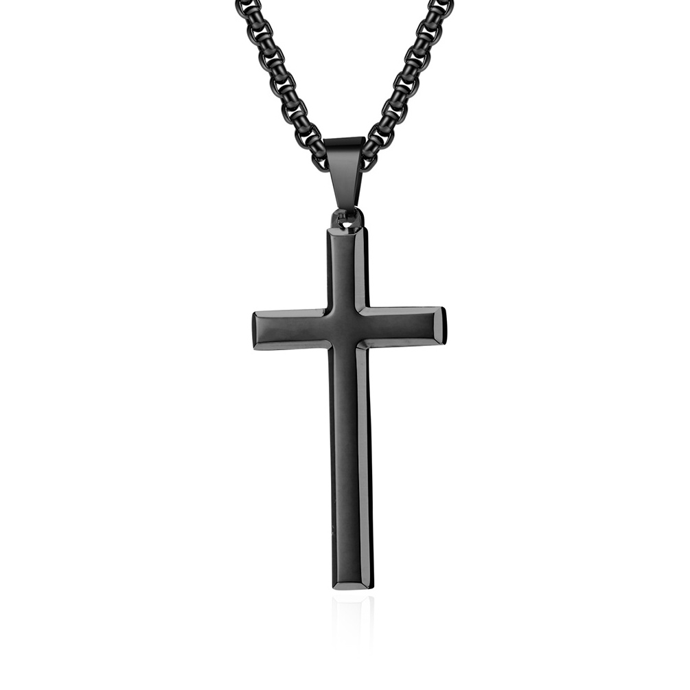 High Quality Stainless Steel Cross Pendant Necklace Religious Simple Solid Color Prayer Cross Pendant for Men and Women