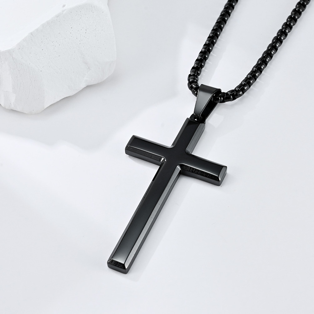 High Quality Stainless Steel Cross Pendant Necklace Religious Simple Solid Color Prayer Cross Pendant for Men and Women