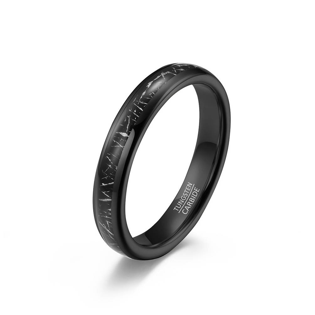 High Quality 4mm 6mm 8mm Tungsten Steel Rings Inlaid Black Silk Wedding Couple Ring for Men and Women