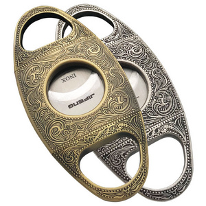 Cigar V Cutters Pure Copper Cigar Cutter Stainless steel Double Blade Fiber Plating Semi-Automatic Opening