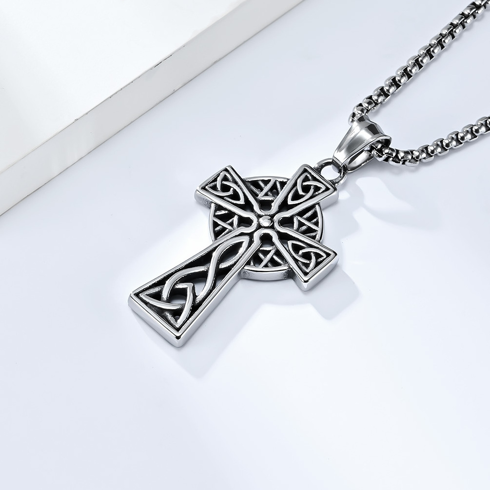 High Quality Stainless Steel Hollow Out Cross Pendant Necklace Gold Plated Celtic Necklace Pendants for Men and Women