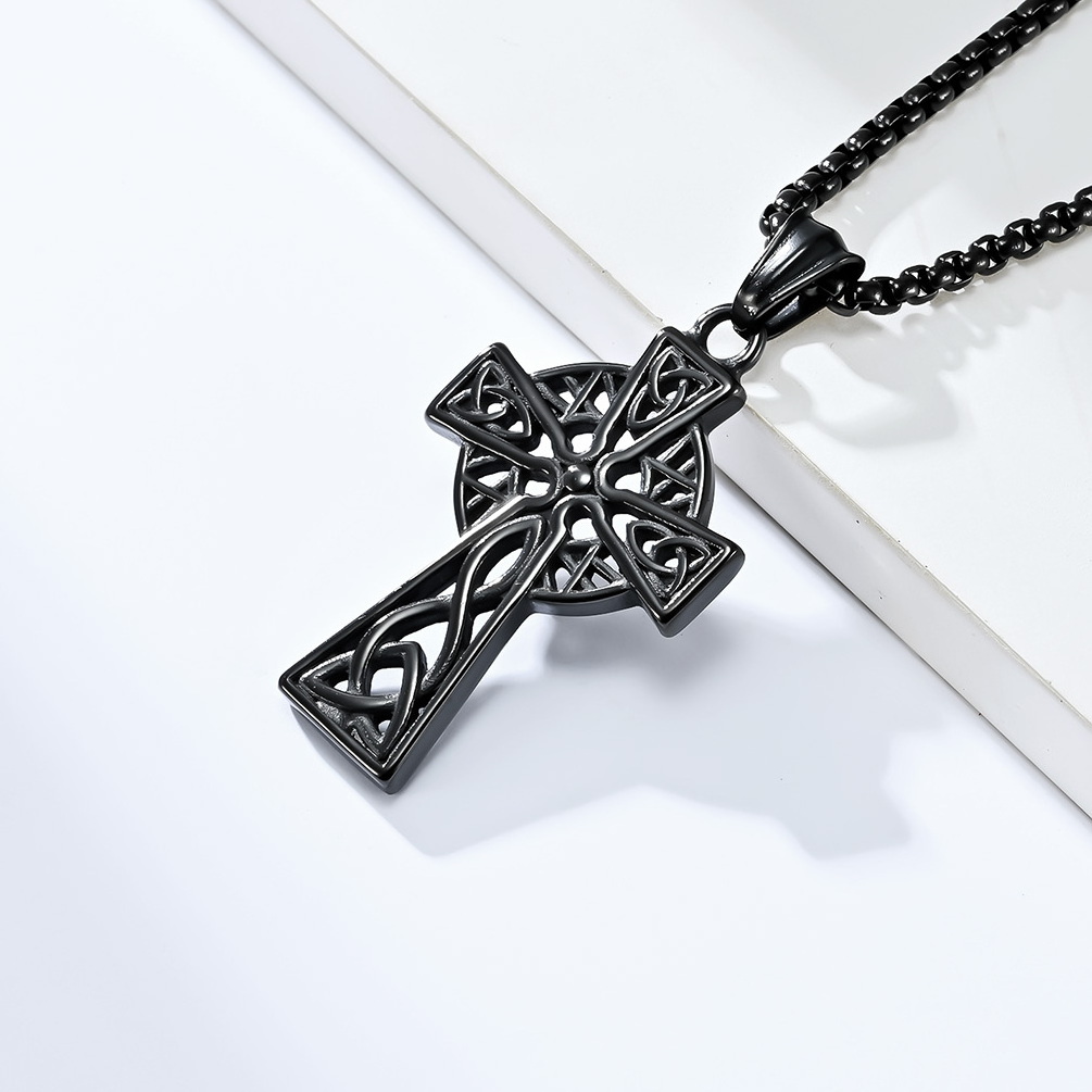 High Quality Stainless Steel Hollow Out Cross Pendant Necklace Gold Plated Celtic Necklace Pendants for Men and Women