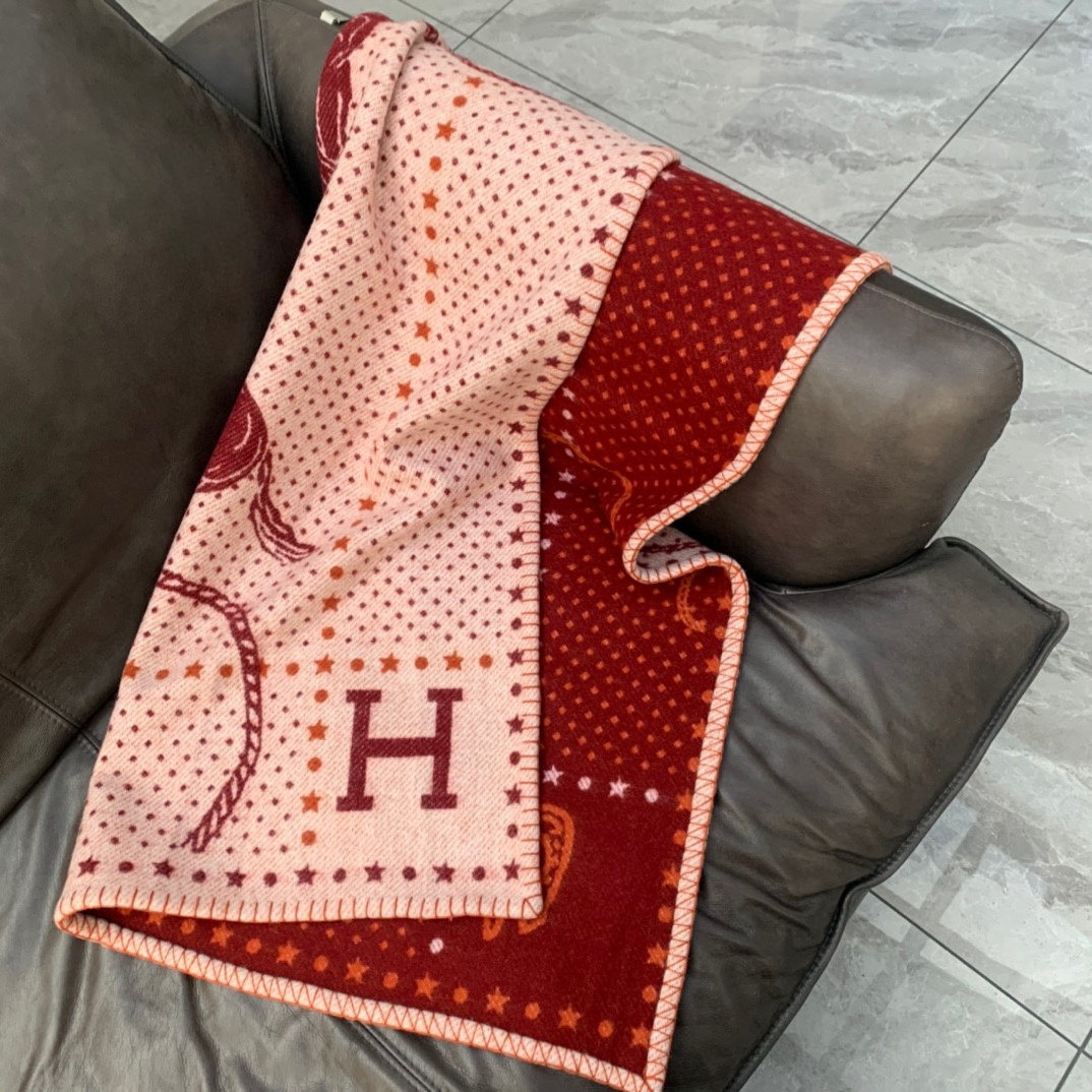 Top Quality 600G 100*140cm Baby H Blanket Cashmere Wool Knitting Blankets All Season H Letter Luxury Throw Blanket for Kids