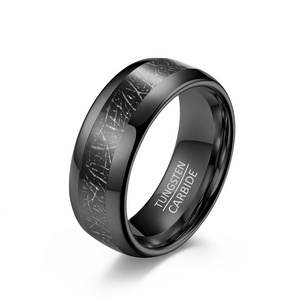 High Quality 4mm 6mm 8mm Tungsten Steel Rings Inlaid Black Silk Wedding Couple Ring for Men and Women