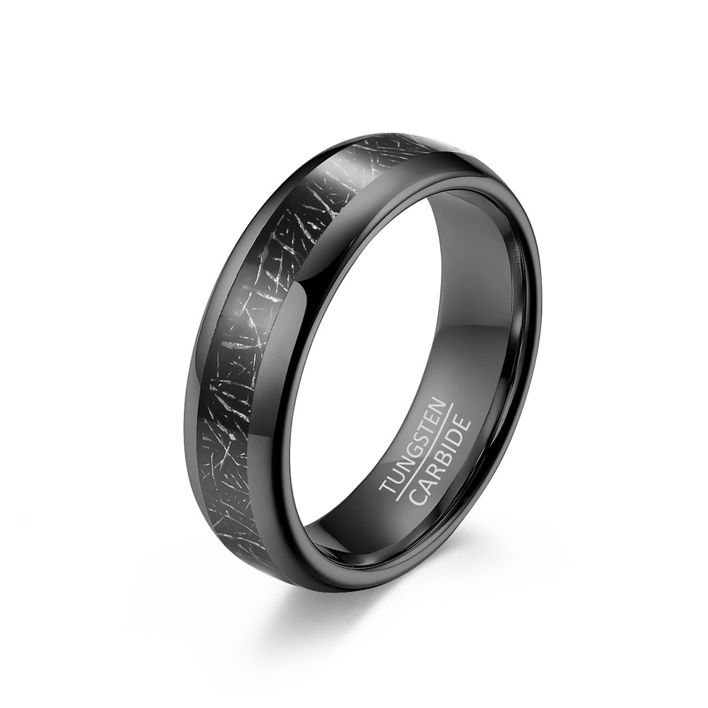 High Quality 4mm 6mm 8mm Tungsten Steel Rings Inlaid Black Silk Wedding Couple Ring for Men and Women