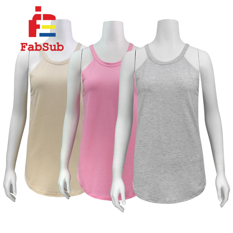 Sublimation Rocker Tank Top American Size Solid Pastel Color Women Lady Tank Top Polyester Sublimation Tank Tops