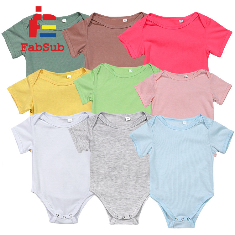 Supplier Newborn Shirt Colored Polyester Bubble Rompers Toddles Infant Onesie Blank Custom Sublimation Bodysuit Baby Onesie