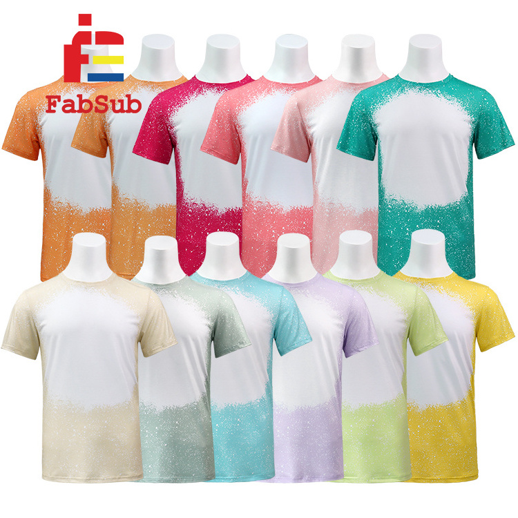 Bleached sublimation shirts blank t-shirt 100% polyester bleach shirt for sublimation sublimation printing t shirt