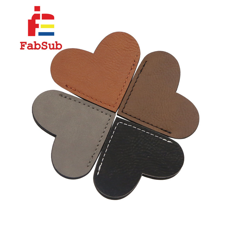 Leather Bookmarks Heart Shape for Books Custom Design PU Leather Laserable Bookmark for Mother's Father's Day Gifts