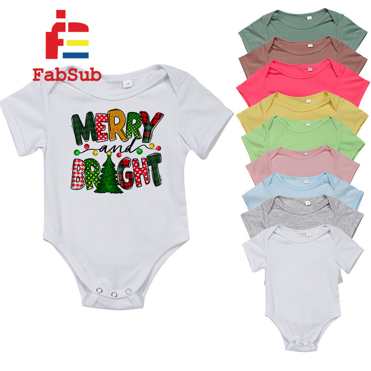 Supplier Newborn Shirt Colored Polyester Bubble Rompers Toddles Infant Onesie Blank Custom Sublimation Bodysuit Baby Onesie