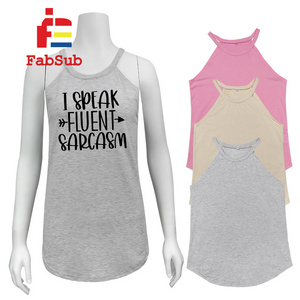 Sublimation Rocker Tank Top American Size Solid Pastel Color Women Lady Tank Top Polyester Sublimation Tank Tops