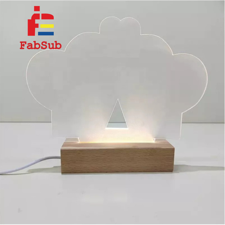 sublimation blank acrylic frame with table led night light adjustable 6 colors light sublimation photo frame for Valentine's Day