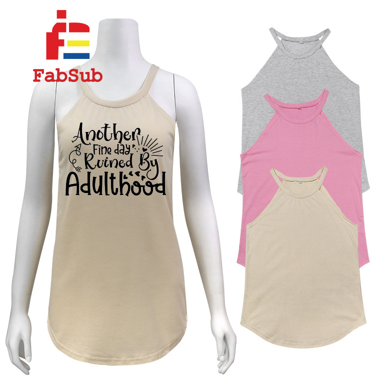 Sublimation Rocker Tank Top American Size Solid Pastel Color Women Lady Tank Top Polyester Sublimation Tank Tops