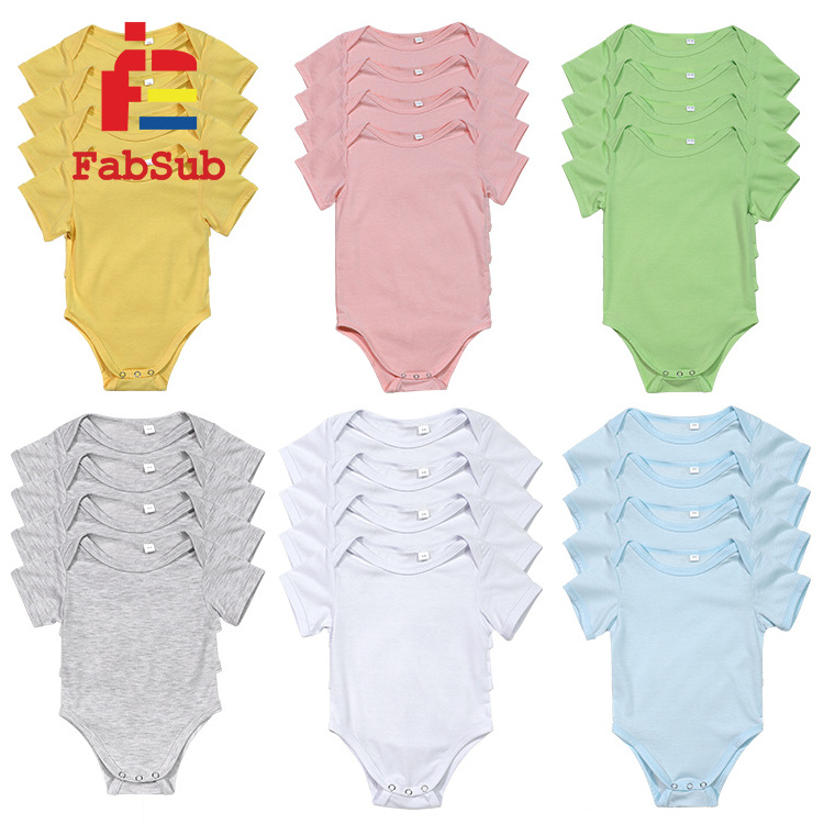 Supplier Newborn Shirt Colored Polyester Bubble Rompers Toddles Infant Onesie Blank Custom Sublimation Bodysuit Baby Onesie