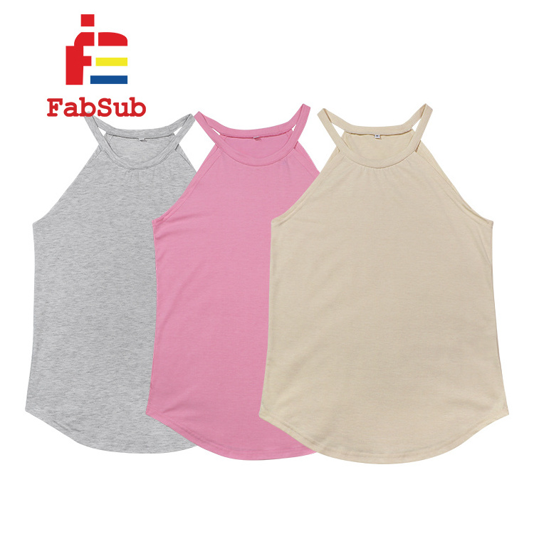 Sublimation Rocker Tank Top American Size Solid Pastel Color Women Lady Tank Top Polyester Sublimation Tank Tops