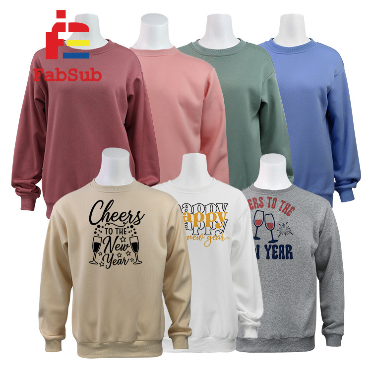 Custom Soft Polyester Sweater Shirts Warm Fleece Inner Blank Youths Adults Sweatshirts Unisex Sweatshirt for Sublimation DTF