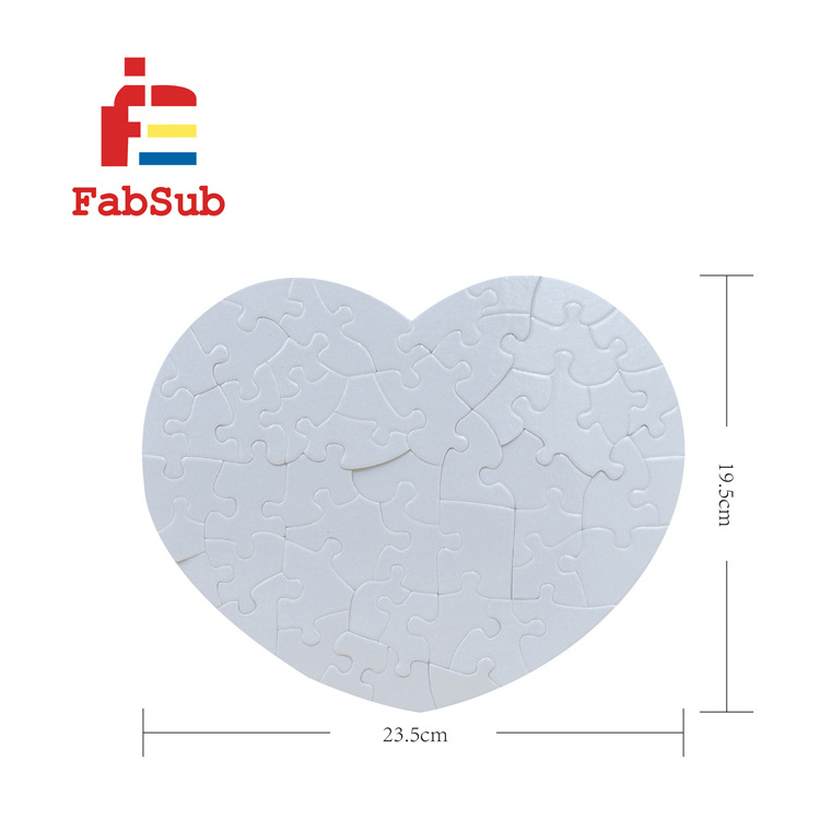 wholesale Heart shape Custom Paper Sublimation Blank Printable Jigsaw Puzzle for printing