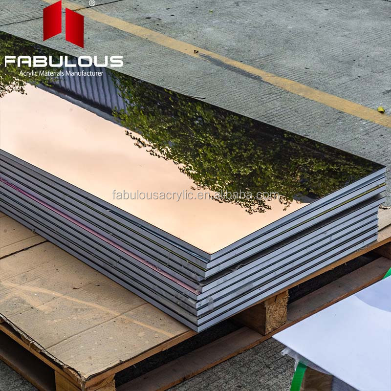 FABULOUS Unbreakable Acrylic Mirror Panel 0.8mm Thickness Color Pmma 4x8 Mirror Sheets Golden Acrylic