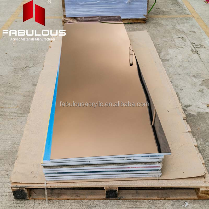 FABULOUS Unbreakable Acrylic Mirror Panel 0.8mm Thickness Color Pmma 4x8 Mirror Sheets Golden Acrylic