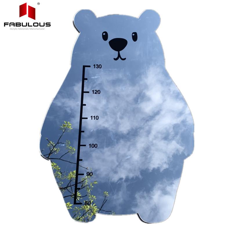 FABULOUS Factory custom acrylic children wall stick mirror bear shape home decoration children height mirror