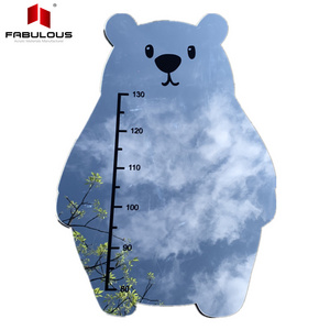 FABULOUS Factory custom acrylic children wall stick mirror bear shape home decoration children height mirror