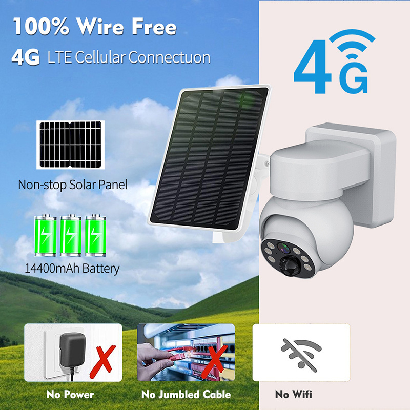 cctv camera connected to mobile phone solar camera surveillance 4G 5G Wifi solar camera