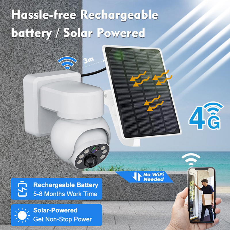 cctv camera connected to mobile phone solar camera surveillance 4G 5G Wifi solar camera