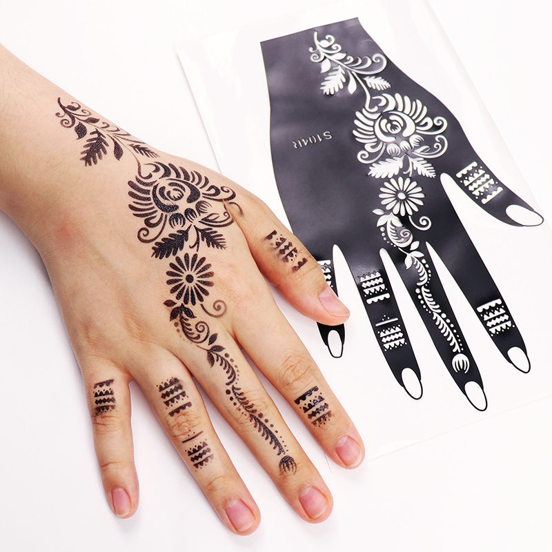 Professional temporary arabic design de por atacado pakistan mehndi  henna tattoo stencil sticker kit